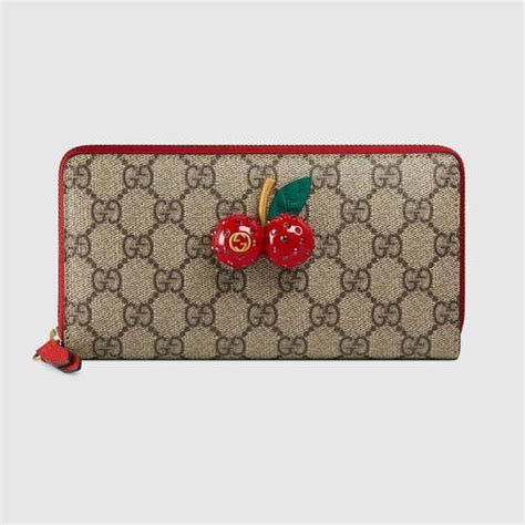 gucci long wallet purse cherries gg gold logo supreme|gucci wearable wallet.